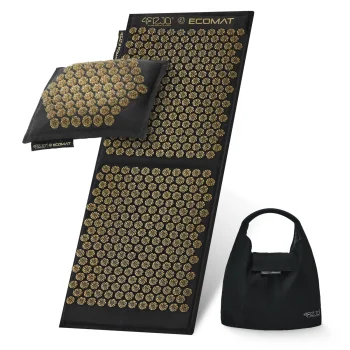 4FIZJO ECO Acupressure Mat with Pillow XL, Black/Gold