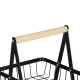 Three-Tier Fruit and Vegetable Basket, Metal and Wood, Black