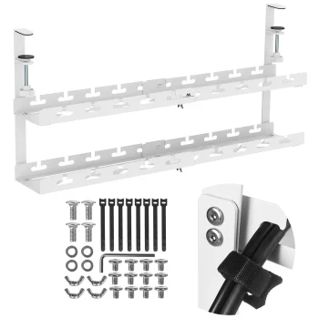 Maclean MC-102 W Under-Desk Cable Organizer, 2 Levels, White
