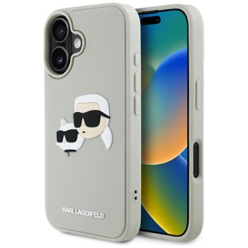Karl Lagerfeld 3D Rubber Double Heads Case for iPhone 16, Beige