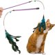 Interactive Cat Wand Toy with Feathers and Rattle Fishing Pole Teaser