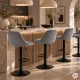 ModernHome Swivel Bar Stool with Adjustable Height, Grey Velvet