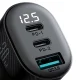 Joyroom JR-CCD04 30W Car Charger with 3 Ports and Display, Black