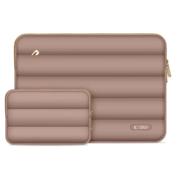 Tech-Protect Puffy 15-16" Laptop Bag with Accessory Pouch, Brown