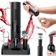 Electric Corkscrew Including Foil Cutter, Wine Pourer / Wine Opener Accessory Set, Black
