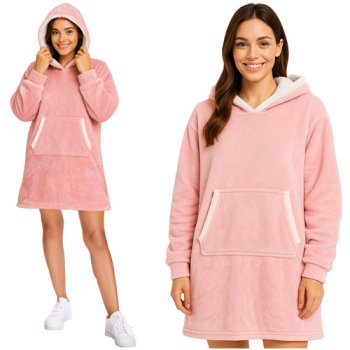 Oversized Wearable Hoodie Blanket Ruhhy 26144, pink
