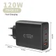 Tech-Protect NC120W-GAN 120W 4-Port Wall Charger - Black