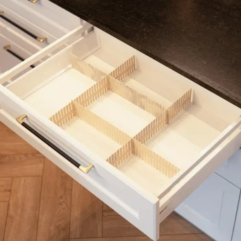 Adjustable Drawer Dividers Organizer, Set of 4, Beige