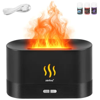 Aroma diffuser and air humidifier Zortiva, 180 ml, RGB LED flame effect, black