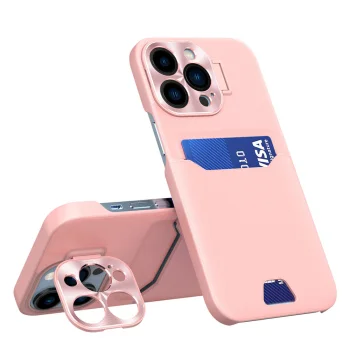 Hurtel Leather Stand Case for Samsung Galaxy S23 Ultra with Card Pocket and Stand, Pink