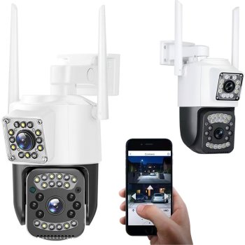Dual Lens Outdoor Wi-Fi PTZ Security Camera with Motion Detection