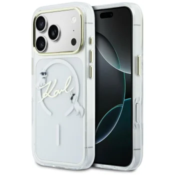 Karl Lagerfeld IML Choupettes Case for iPhone 17 Pro MagSafe Transparent