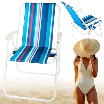 Folding Tourist and Beach Chair with Armrests