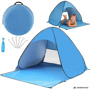 Pop-up Beach Tent with UV Protection, Blue