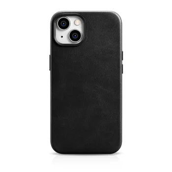 iCarer Oil Wax Leather Case for iPhone 14 Plus with MagSafe WMI14220703-BK, Black