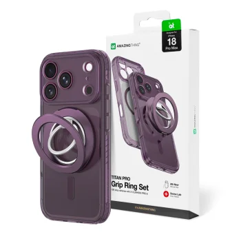 AmazingThing Titan Pro Lens Ring Set Case for iPhone 18 Pro Max with MagSafe, Purple