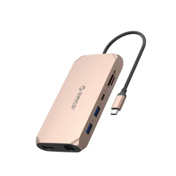 Orico XCR 12in1 USB-C Docking Station 2x HDMI DP 4K 60Hz PD 100W RJ45 - Rose Gold