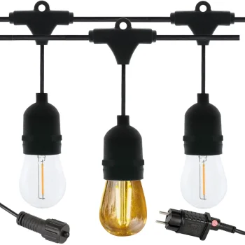 Lauko girlianda su 10 LED E27 lempučių, 10 m, šilta balta