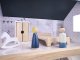 Bērnu spēļu koka leļļu māja ar mēbelēm konstruktors, 80cm | Wooden Play Dollhouse with Furniture