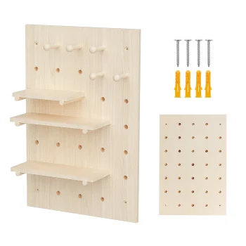 Maclean MC-130 WD Wooden Wall Organizer Pegboard 40x60cm