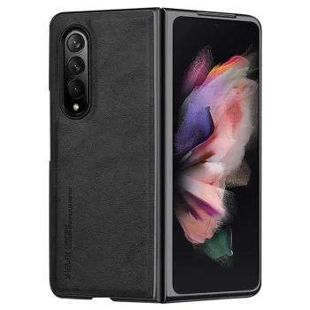 Samsung Galaxy Z Fold 3 5G (SM-F926B/DS) X-LEVEL Bojue-3 Anti-Scratch Leather+TPU+PC Phone Cover Cover, Black
