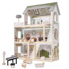 LULILO Wooden Play Dollhouse with Furniture and LED Lightning, 78cm