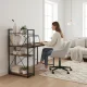 ModernHome Computer Desk with Bookshelf 120x60 cm, Walnut/Metal