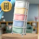 Foldable plastic storage shelf with 5 colorful drawers on wheels