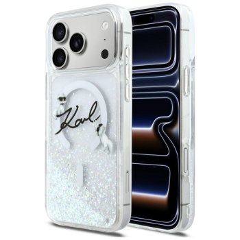 Karl Lagerfeld Liquid Glitter Karl Script Logo MagSafe Phone Case Cover iPhone 17 Pro Max - Clear