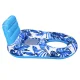 Inflatable Floating Lounge Chair with Backrest and 2 Cup Holders, Blue/White