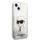 Karl Lagerfeld iPhone 14 Plus Case Liquid Glitter Karl Head Silver
