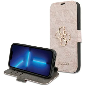 Guess 4G Big Metal Logo Wallet Case for iPhone 15 / 14 / 13, Pink