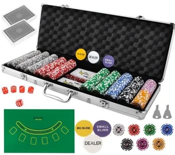 Poker Texas Hold’em Game Set 500 13g chips with denominations and aluminum suitcase