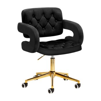 4Rico QS-OF213G Velvet Swivel Chair for Beauty Salons, black