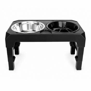 Double Dog Bowl on Adjustable Stand, Black