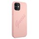 Guess iPhone 12 mini Case Silicone Vintage Script, Pink