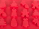 Christmas Silicone Baking Mold for 15 Cookies, Red