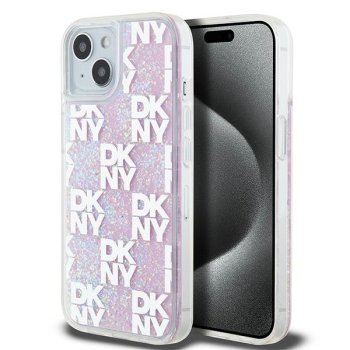 Apple iPhone 13 6.1'' DKNY Liquid Glitter Multilogo Case Cover, Pink