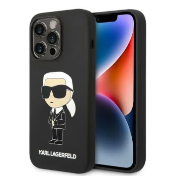Karl Lagerfeld Silicone Ikonik MagSafe Case for iPhone 14 Pro Max, Black