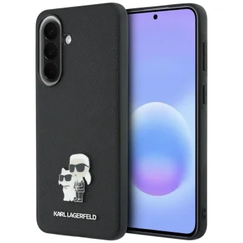Karl Lagerfeld Saffiano w/ K&C Metal Logo Case for Samsung Galaxy A57 5G - Black