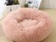 Plush pet bed for dogs and cats with raised edges, 100cm, pink