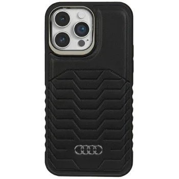 Audi iPhone 15 Pro Max Case Synthetic Leather MagSafe, Black