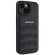 Mercedes iPhone 15 Plus / 14 Plus Case AMG Leather Debossed Lines, Black