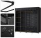 Massido Ms-804 Large Textile Wardrobe, Black