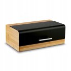 Metal Bread Box with Bamboo Lid for Kitchen Counter, Black