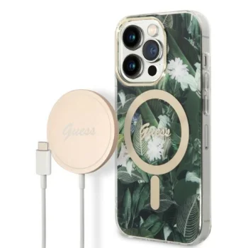 Apple iPhone 14 Pro 6.1'' Guess Jungle MagSafe Case Cover + Charger (GUBPP14LHJEACSA), Green