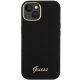 Guess Silicone Script Metal Logo & Frame case for iPhone 15 - black