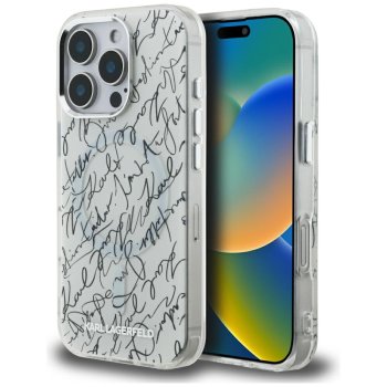 Karl Lagerfeld IML Karl Script Pattern MagSafe Case for iPhone 16 Pro, White