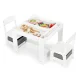 ECOTOYS Wooden Kids Table and 2 Chair Set with Chalkboard Top, White