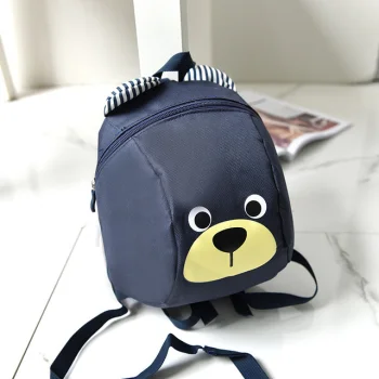 Teddy Bear Kids Backpack with Safety Leash, Navy Blue